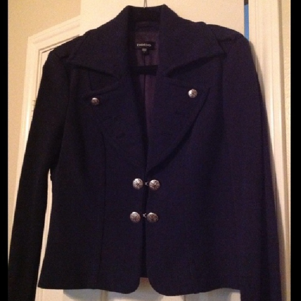Cropped military style blazer in navy